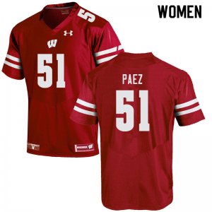 Women's Wisconsin Badgers NCAA #51 Gio Paez Red Authentic Under Armour Stitched College Football Jersey FC31M21UR